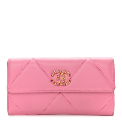 Chanel Lambskin Quilted Chanel 19 Flap Wallet Pink 1 of 11