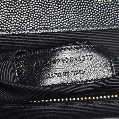 Saint Laurent Grain De Poudre Matelasse Chevron Large Monogram Satchel Black 8 of 8