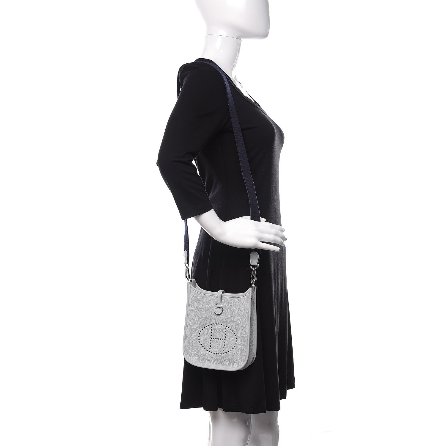Hermes Taurillon Clemence Amazone Evelyne TPM Bleu Pale Indigo 2 of 10