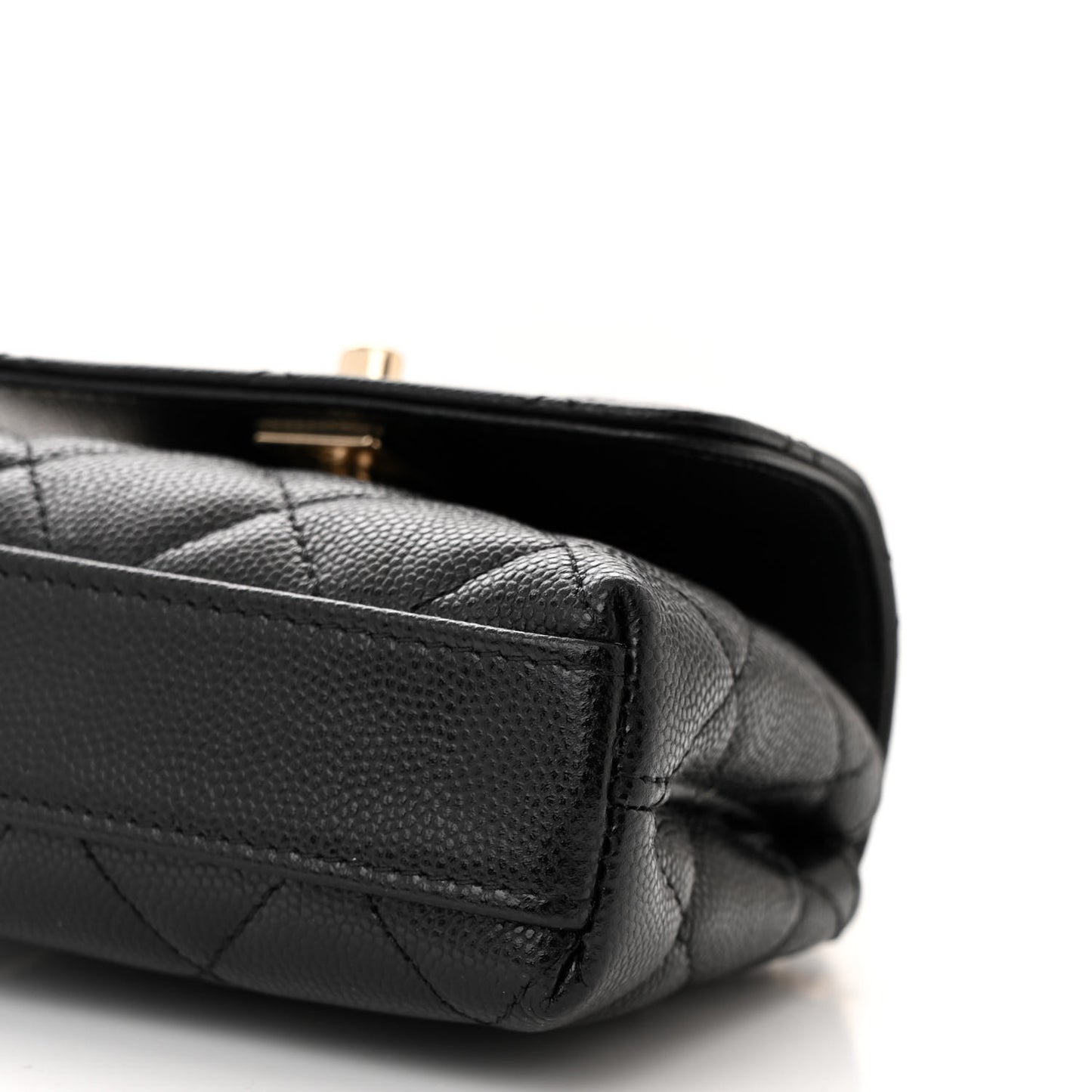 Caviar Quilted Nano Coco Handle Clutch With Chain Black