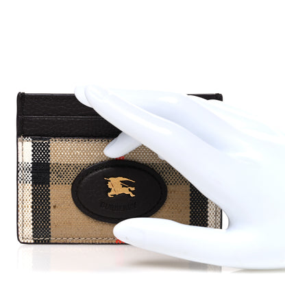 Burberry Grained Calfskin Jacquard Woven Vintage Check Highlands Card Case Sand 2 of 8