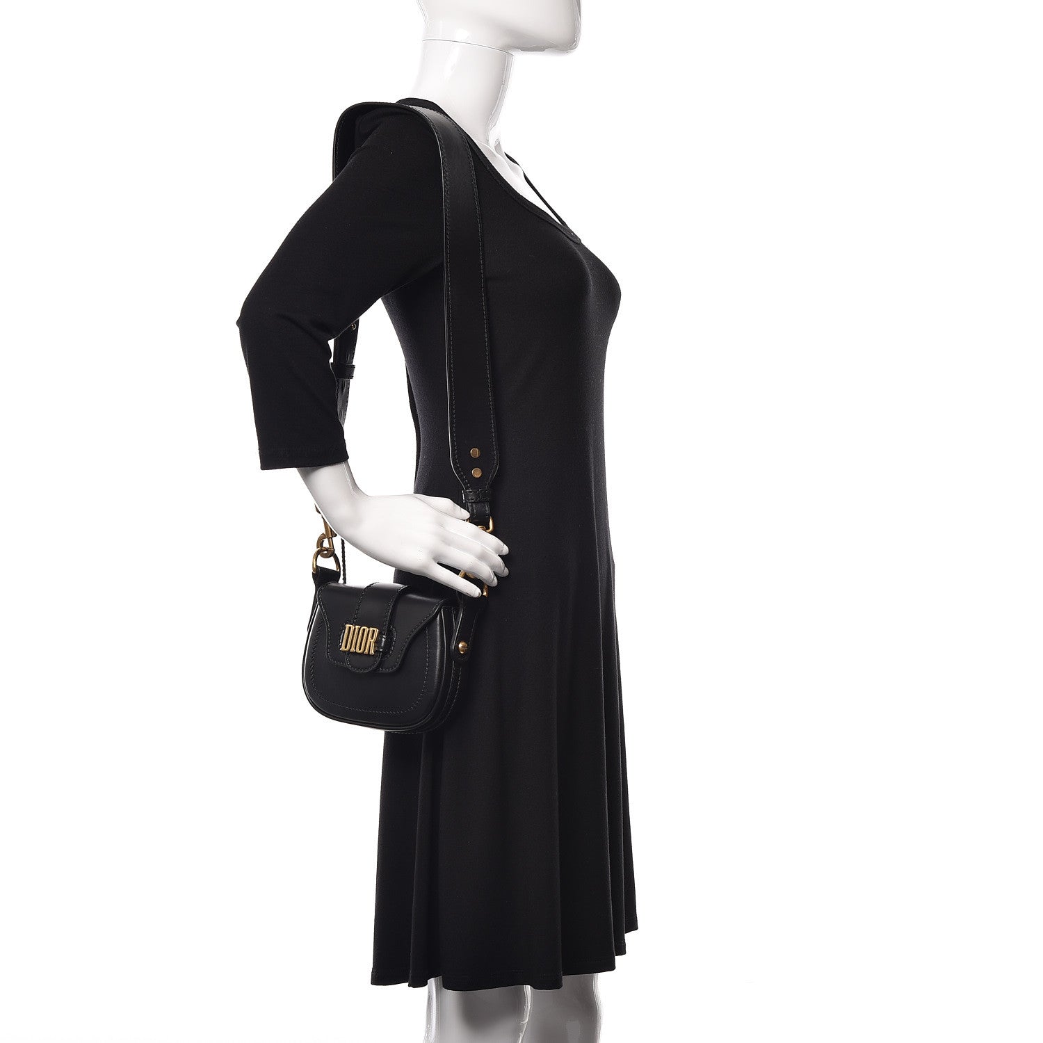 Christian Dior Calfskin Mini D Fence Saddle Bag Black 2 of 12