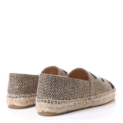Chanel Tweed Grosgrain CC Espadrilles 36 Gold Beige Black 4 of 10