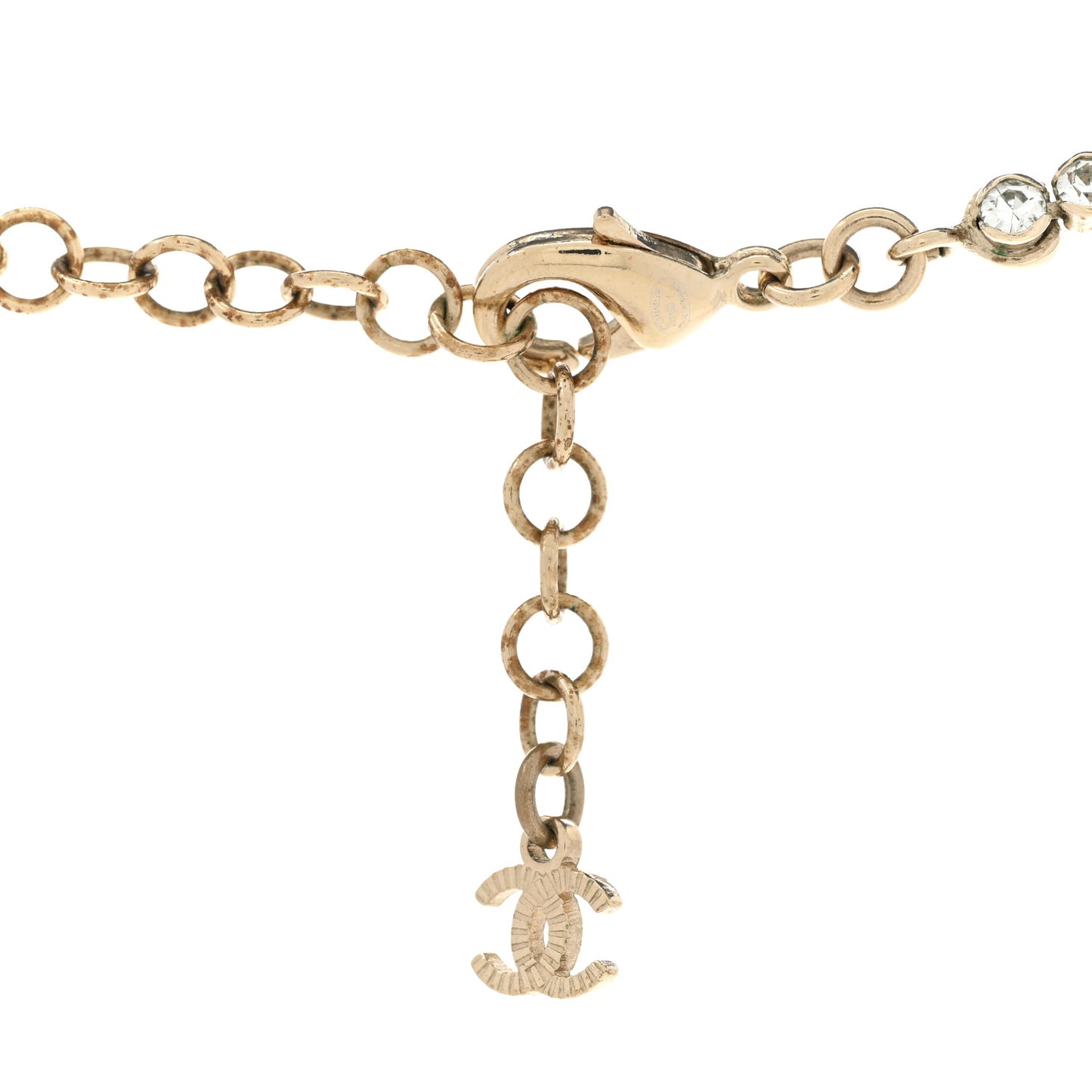 Crystal CC Chain Short Necklace Gold