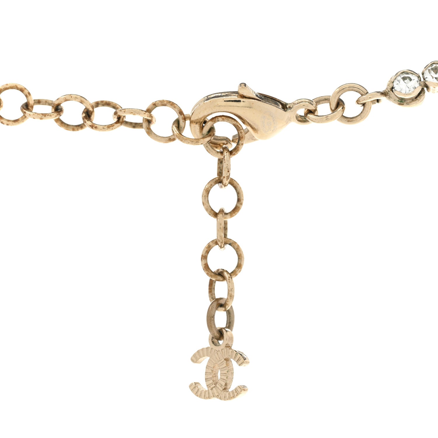 Chanel Crystal CC Chain Short Necklace Gold 5 of 8