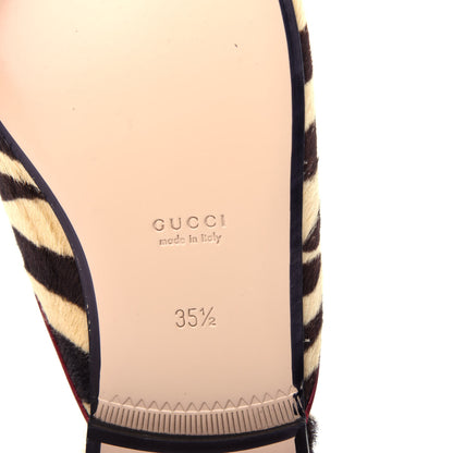 Gucci Calf Hair Tiger Print Womens Princetown Slippers 35.5 Natural Black Romantic Cherry 9 of 12