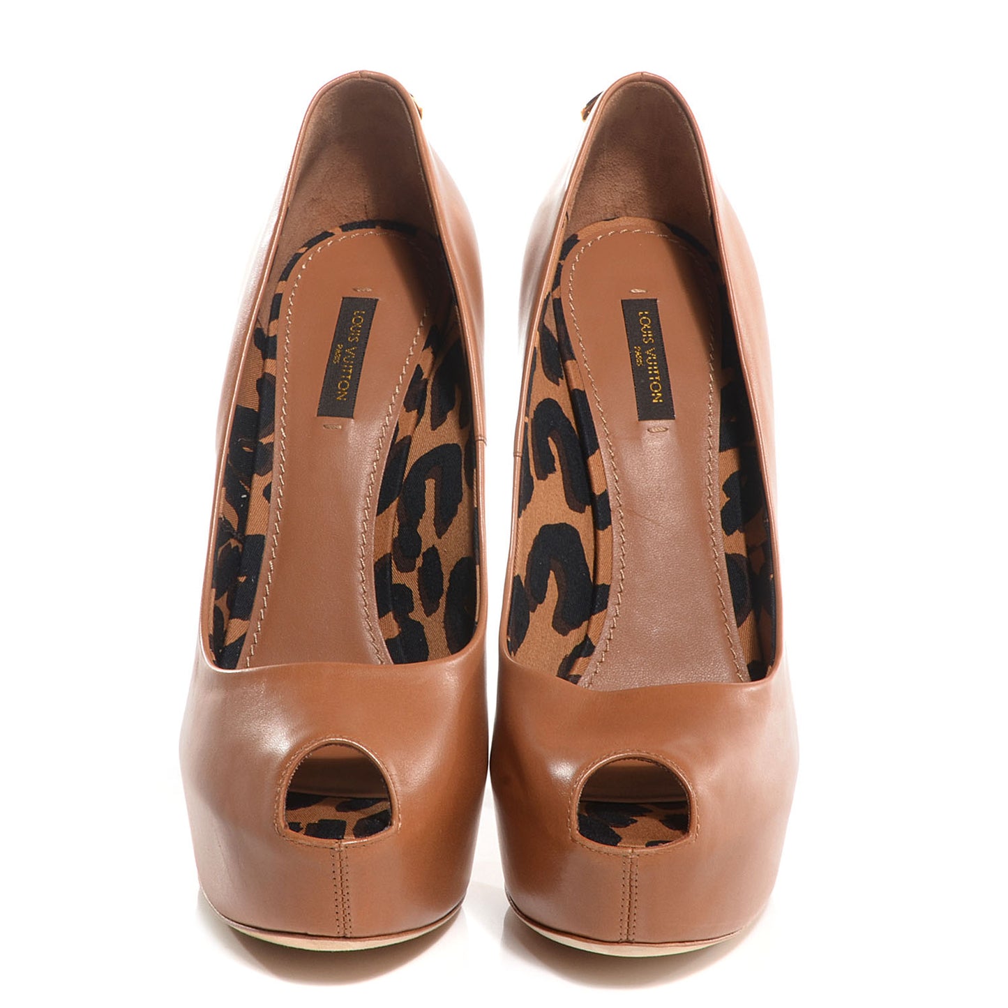 Smooth Calfskin Oh Really Peep Toe Pumps 39.5 Tan