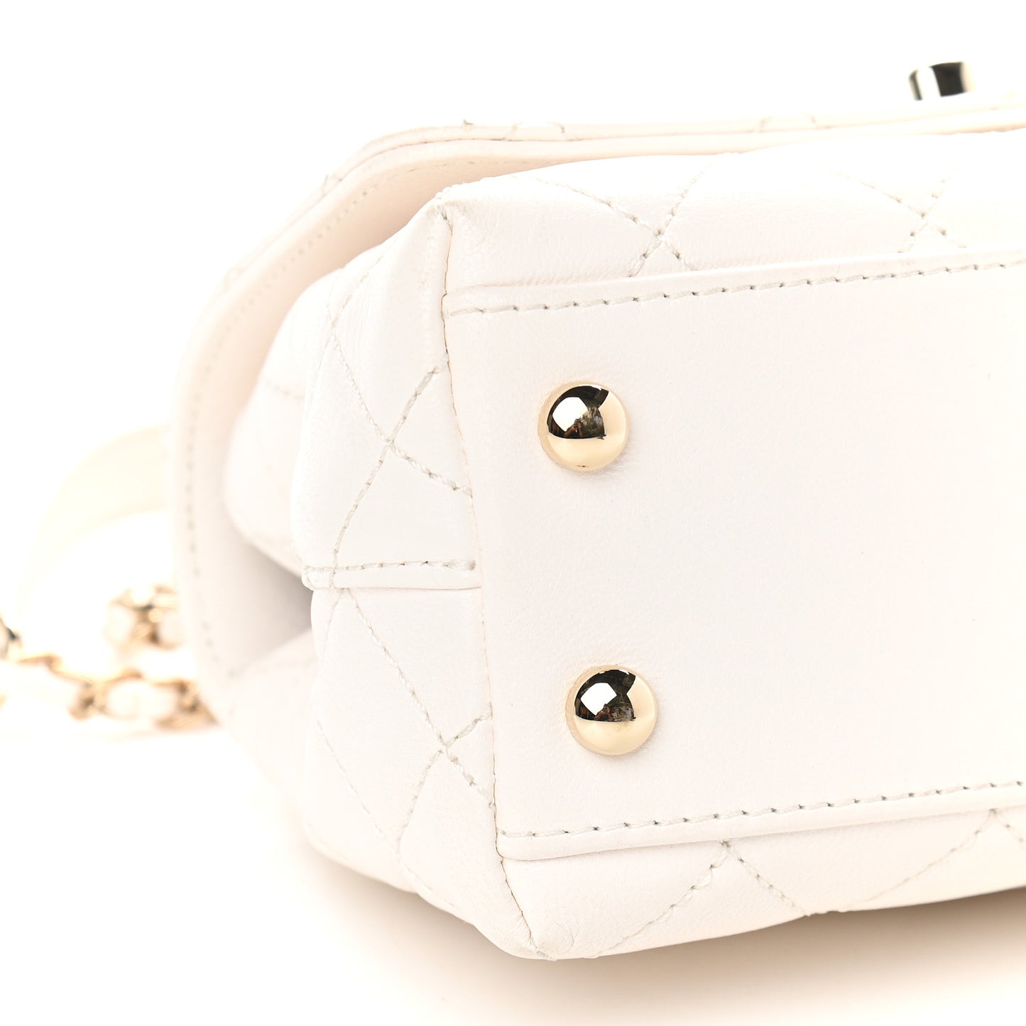 Goatskin Quilted Extra Mini Rainbow Coco Handle Flap White
