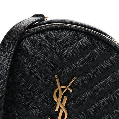 Saint Laurent Grain De Poudre Matelasse Chevron Quilted Round Vinyle Camera Bag Black 7 of 7