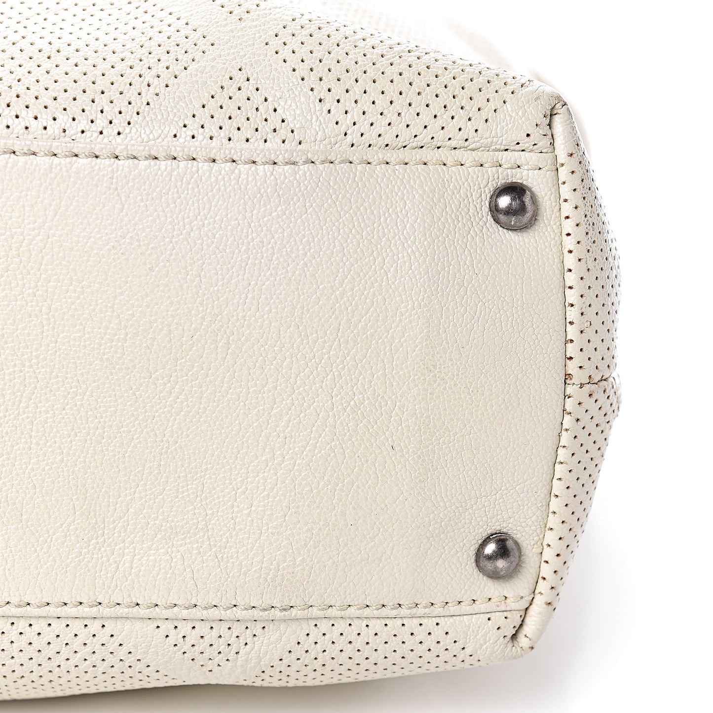 Goatskin Perforated Large CC Tote White