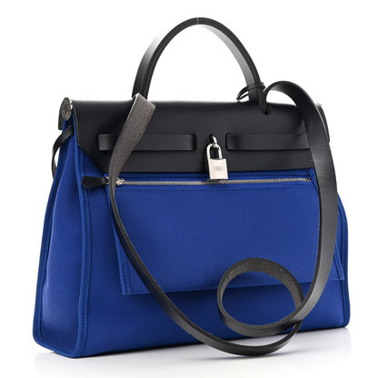 Hermes Toile Vache Hunter Herbag Zip 31 PM Bleu Electrique Bleu Indigo 4 of 12