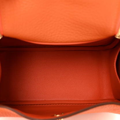 Hermes Taurillon Clemence Mini Lindy 20 Orange 6 of 10