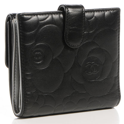 Chanel Lambskin Camellia French Wallet Black 3 of 7