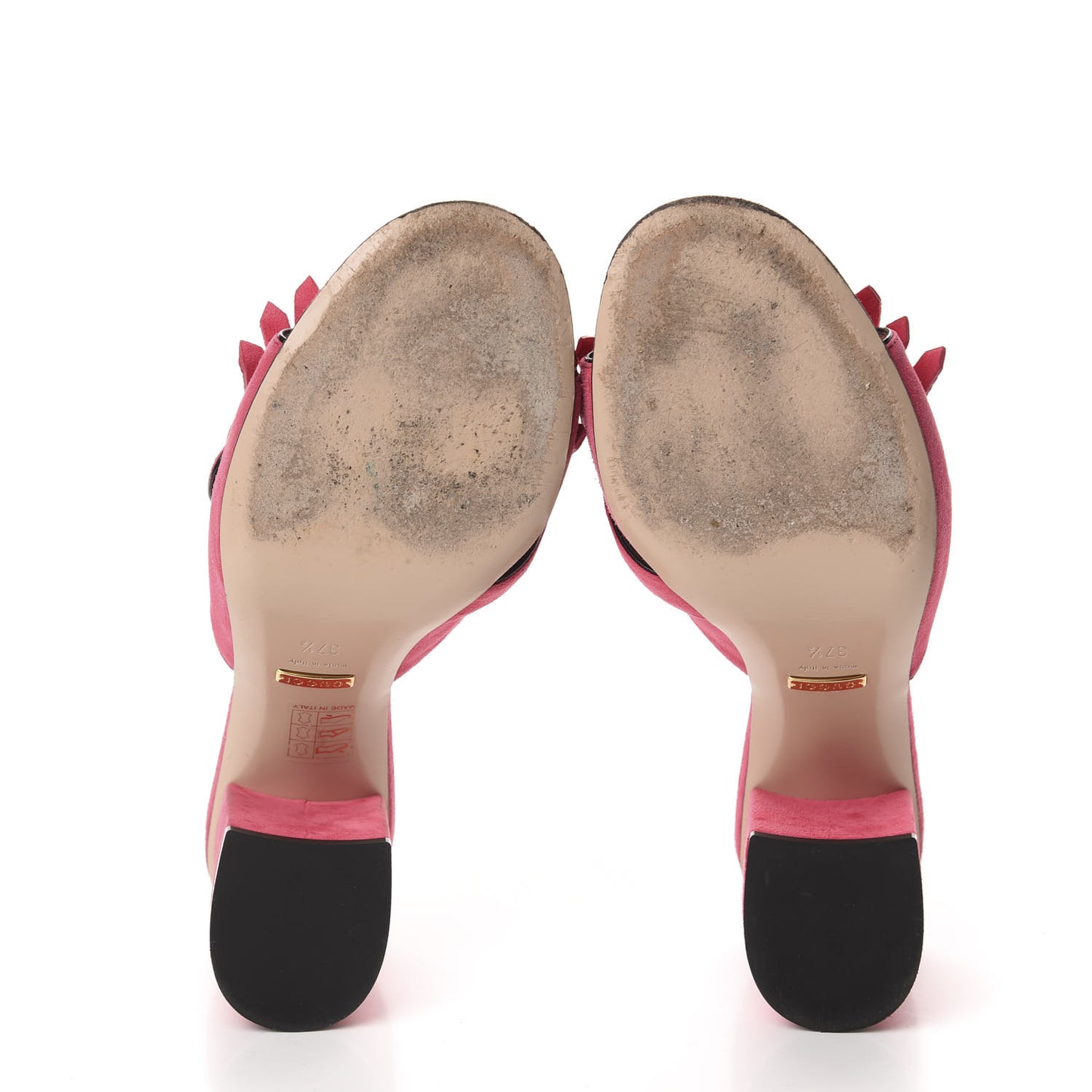 Kid Scamosciato GG Marmont Fringe 75mm Slide Sandals 37.5 Hot Pink