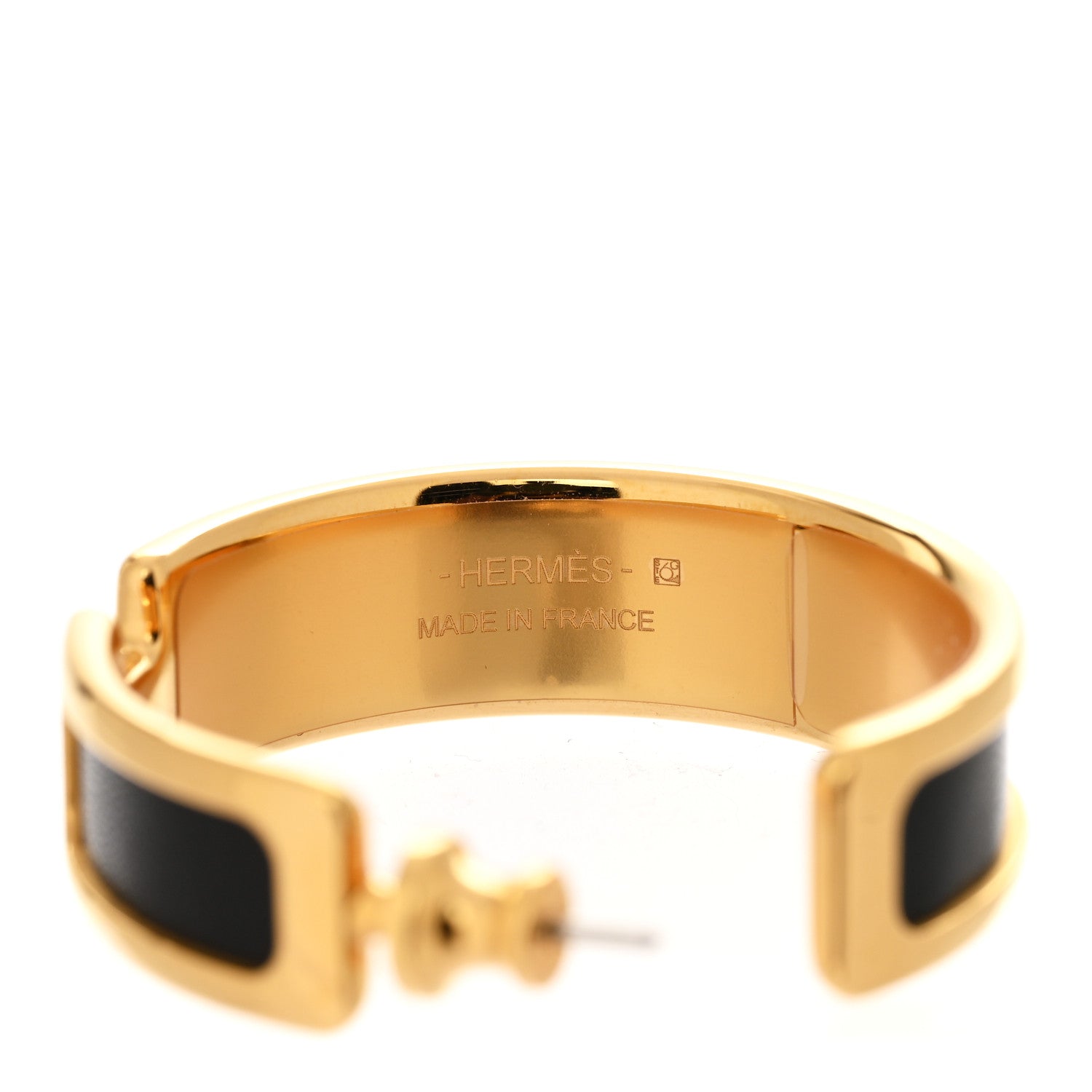 Hermes Box Calfskin Olympe Hoop Earrings Black 4 of 5