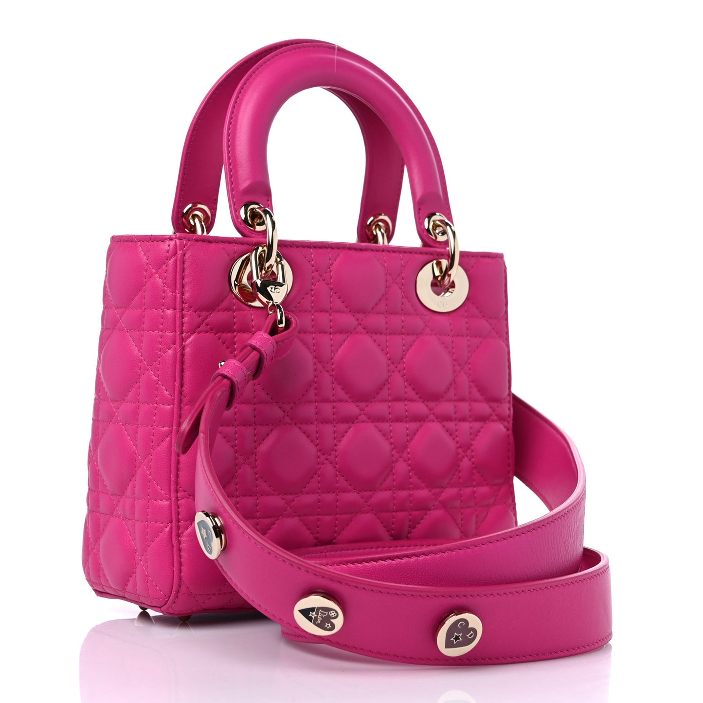 Lambskin Cannage Small Lucky Badges My Lady Dior Magenta