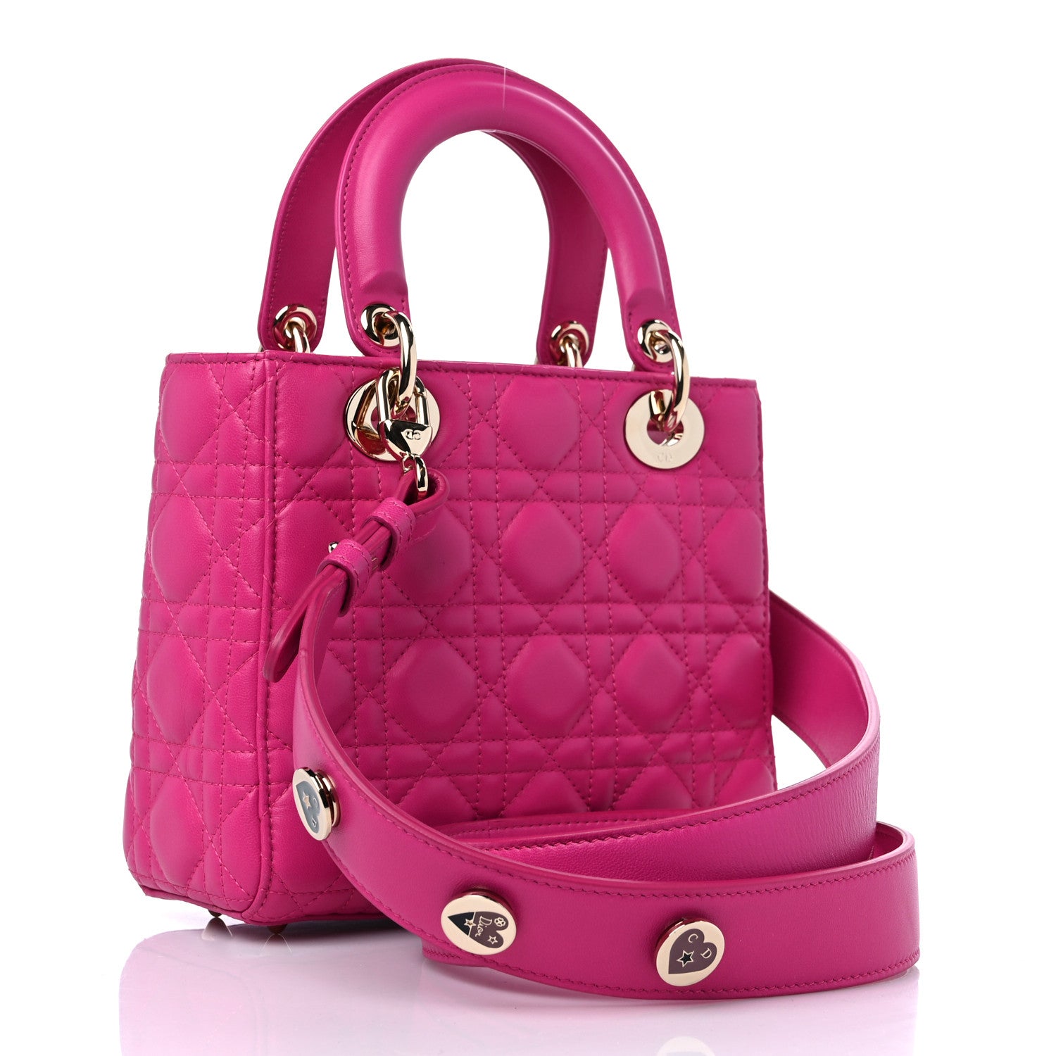 Christian Dior Lambskin Cannage Small Lucky Badges My Lady Dior Magenta 3 of 9
