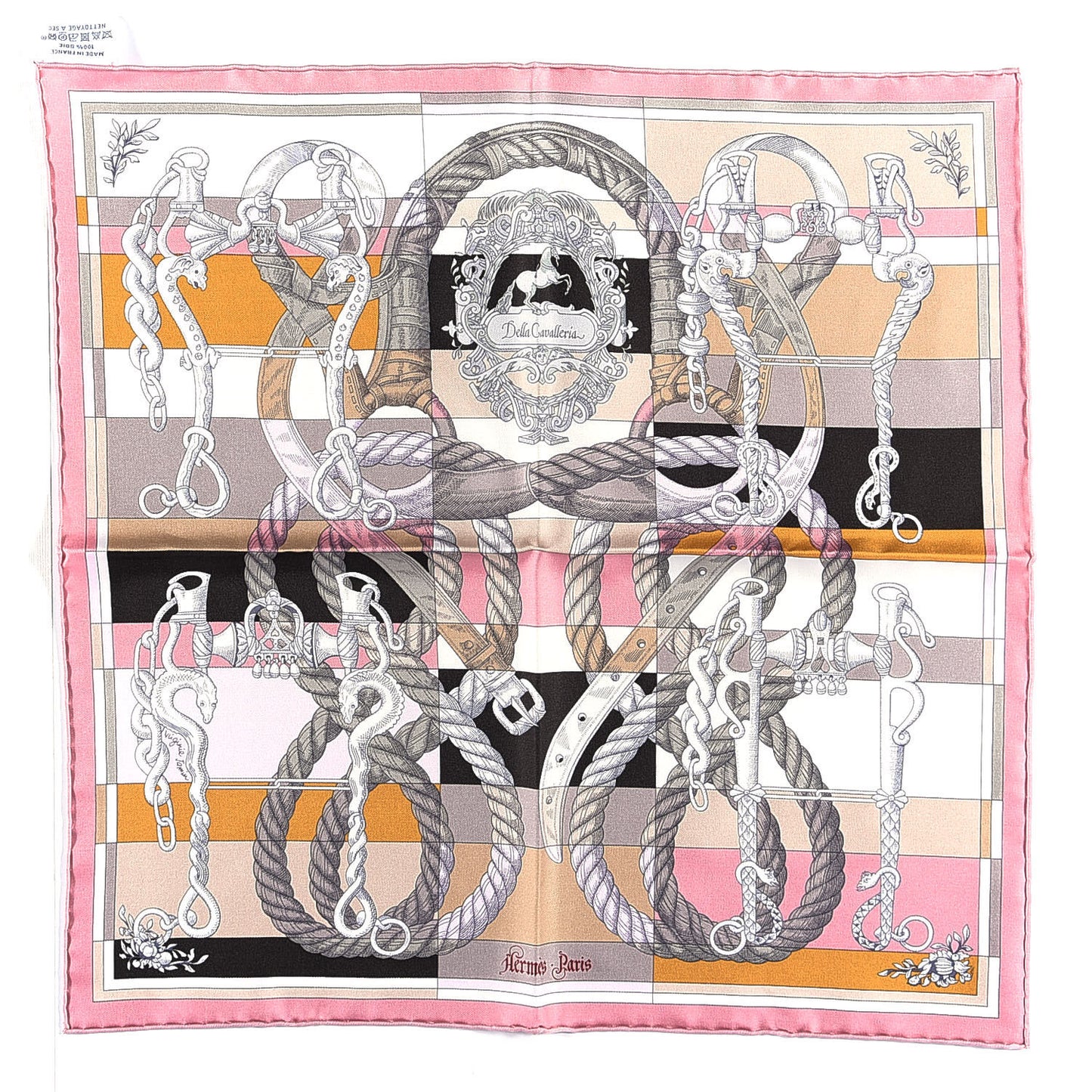 Silk Della Cavalleria Pocket Square Scarf Vieux Rose Beige