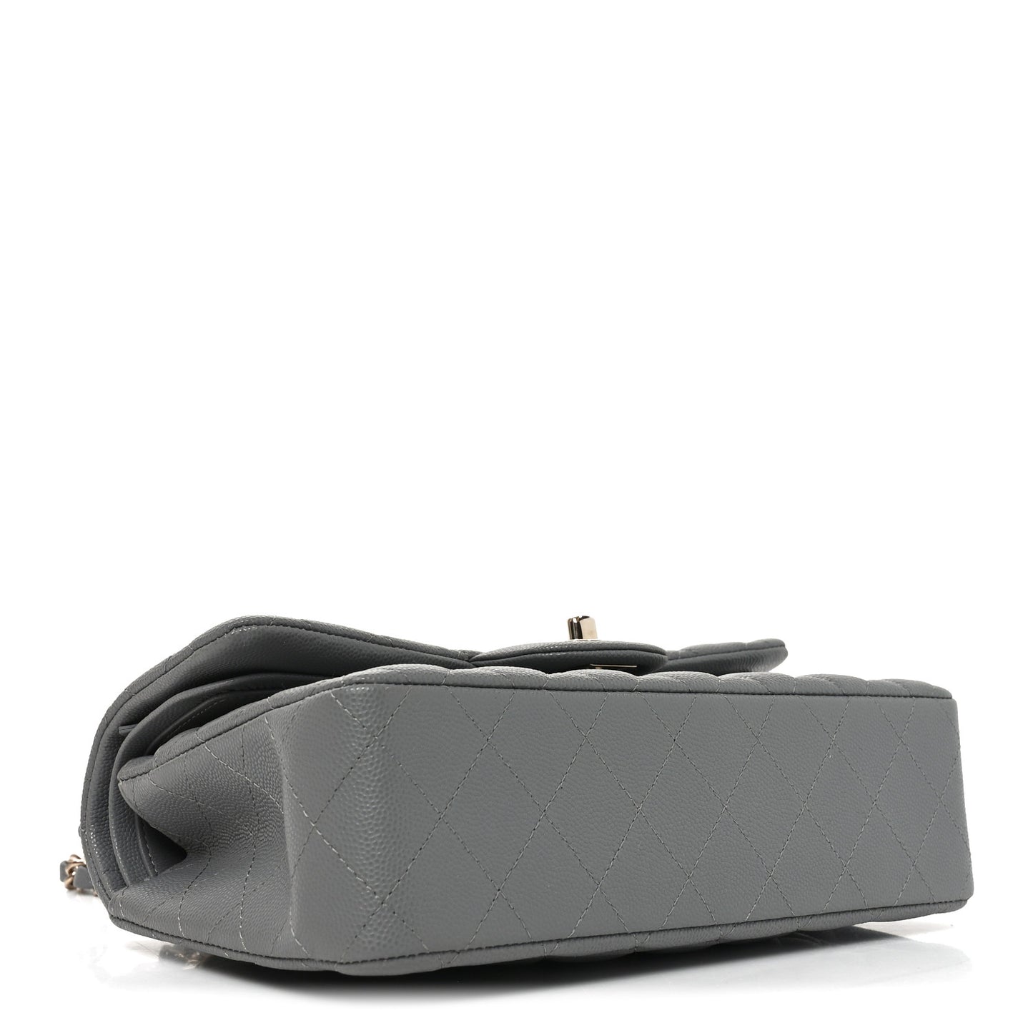 Caviar Quilted Small Double Flap Grey