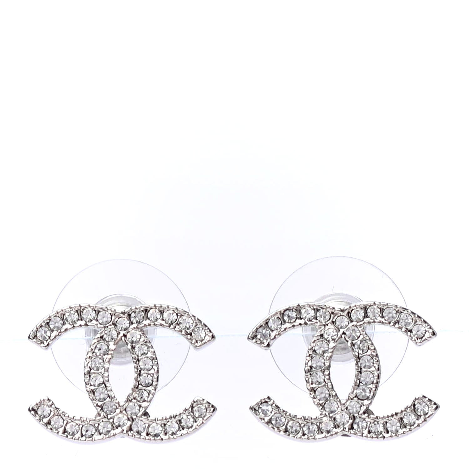 Chanel Crystal CC Earrings Silver 1 of 4