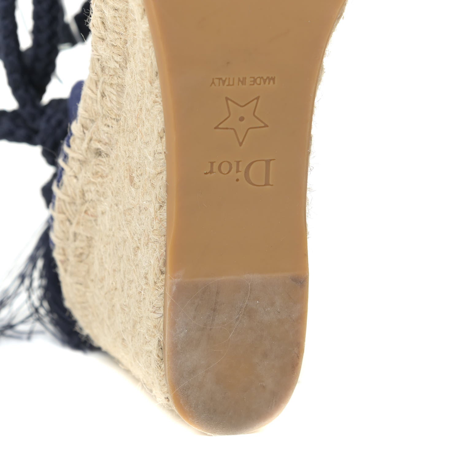 Christian Dior Canvas Embroidered Granville Ankle Tie Espadrille Wedges 40 Indigo Blue 9 of 13