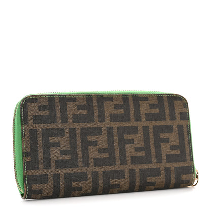 Fendi Zucca Spalmati Vitello Elite Clover Print Zip Around Wallet Tobacco Green 3 of 12