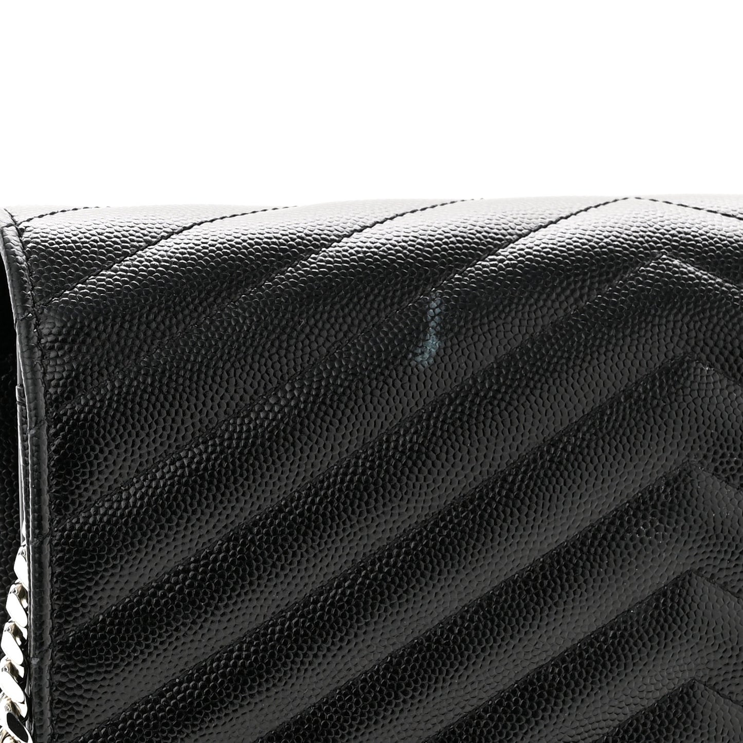 Grain De Poudre Matelasse Chevron Monogram Chain Wallet Black