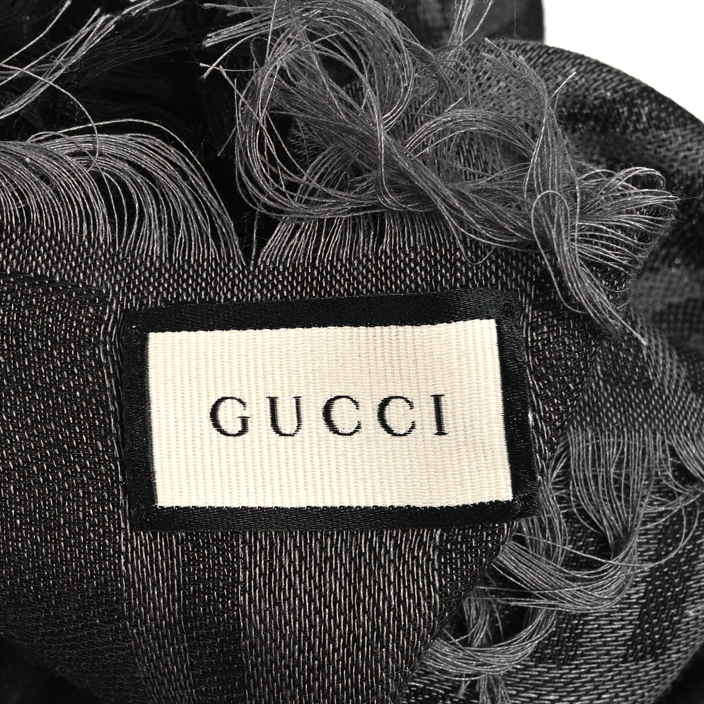 Wool Silk GG Monogram Diamante Plaid Surviee Shawl Graphite Black