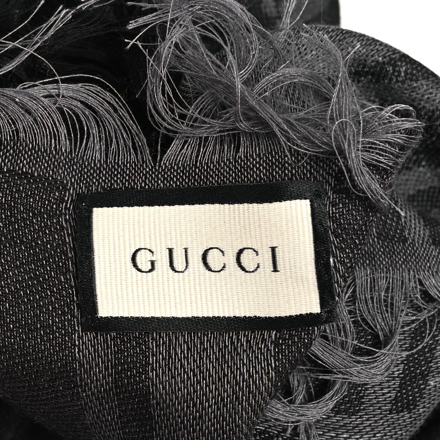 Gucci Wool Silk GG Monogram Diamante Plaid Surviee Shawl Graphite Black 2 of 4