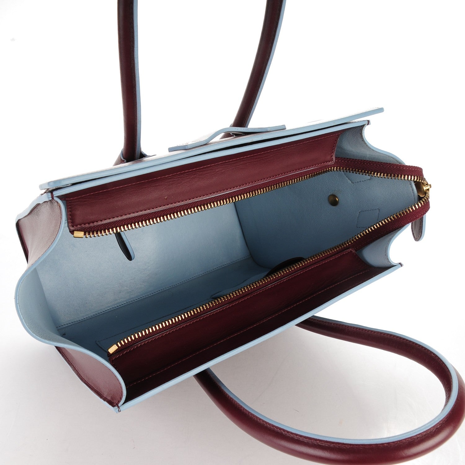 Celine Palmelato Micro Luggage Burgundy Azur Blue 5 of 8