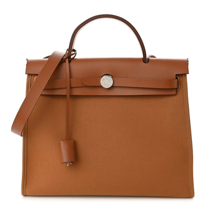 Hermes Toile Officier Vache Hunter Verso Herbag Zip PM 31 Dune Magnolia Fauve 3 of 12