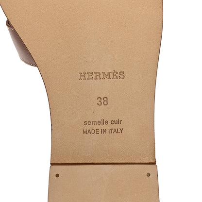 Hermes Box Calfskin Oran Sandals 38 Gold 8 of 9