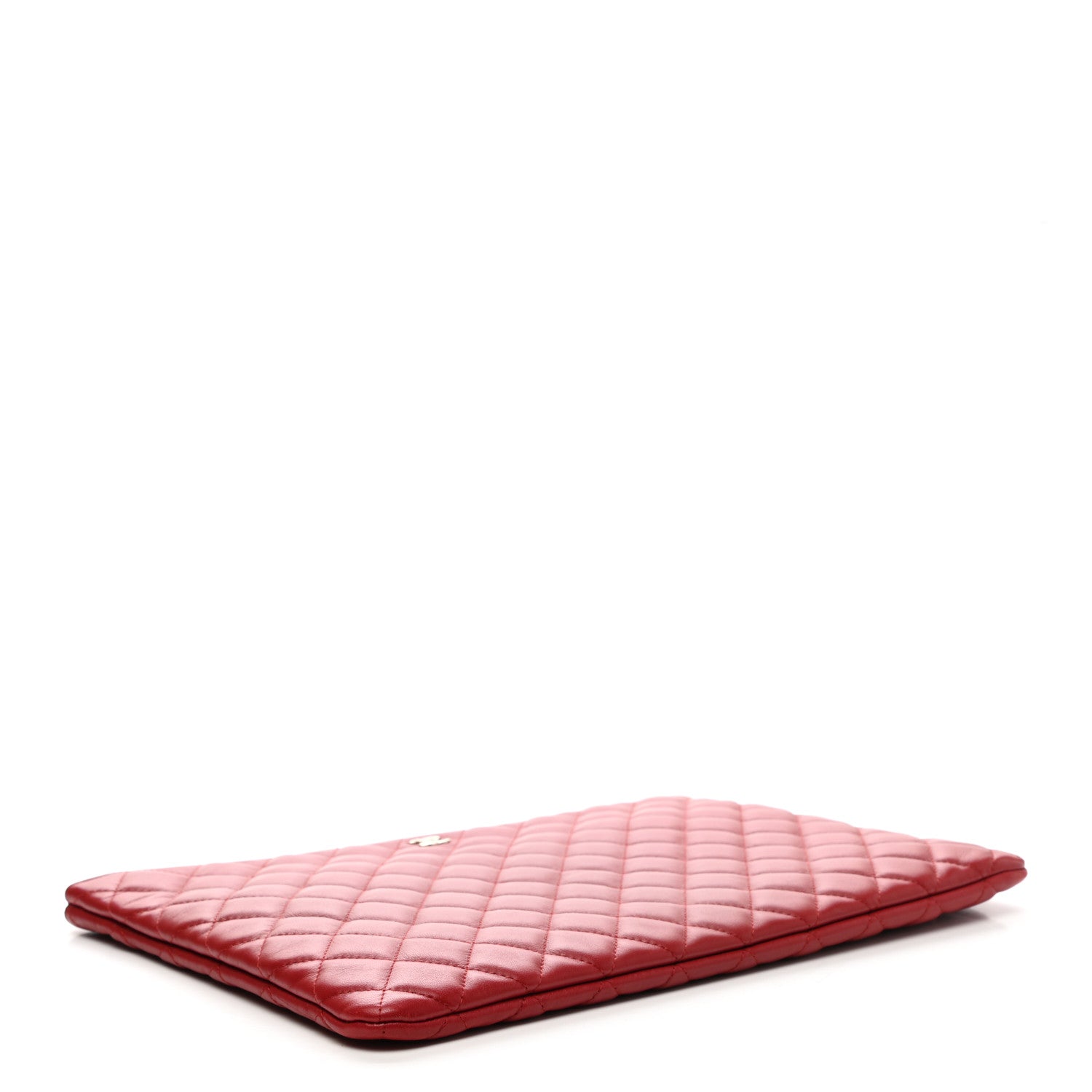Chanel Lambskin Quilted Large Cosmetic Case Red 4 of 7