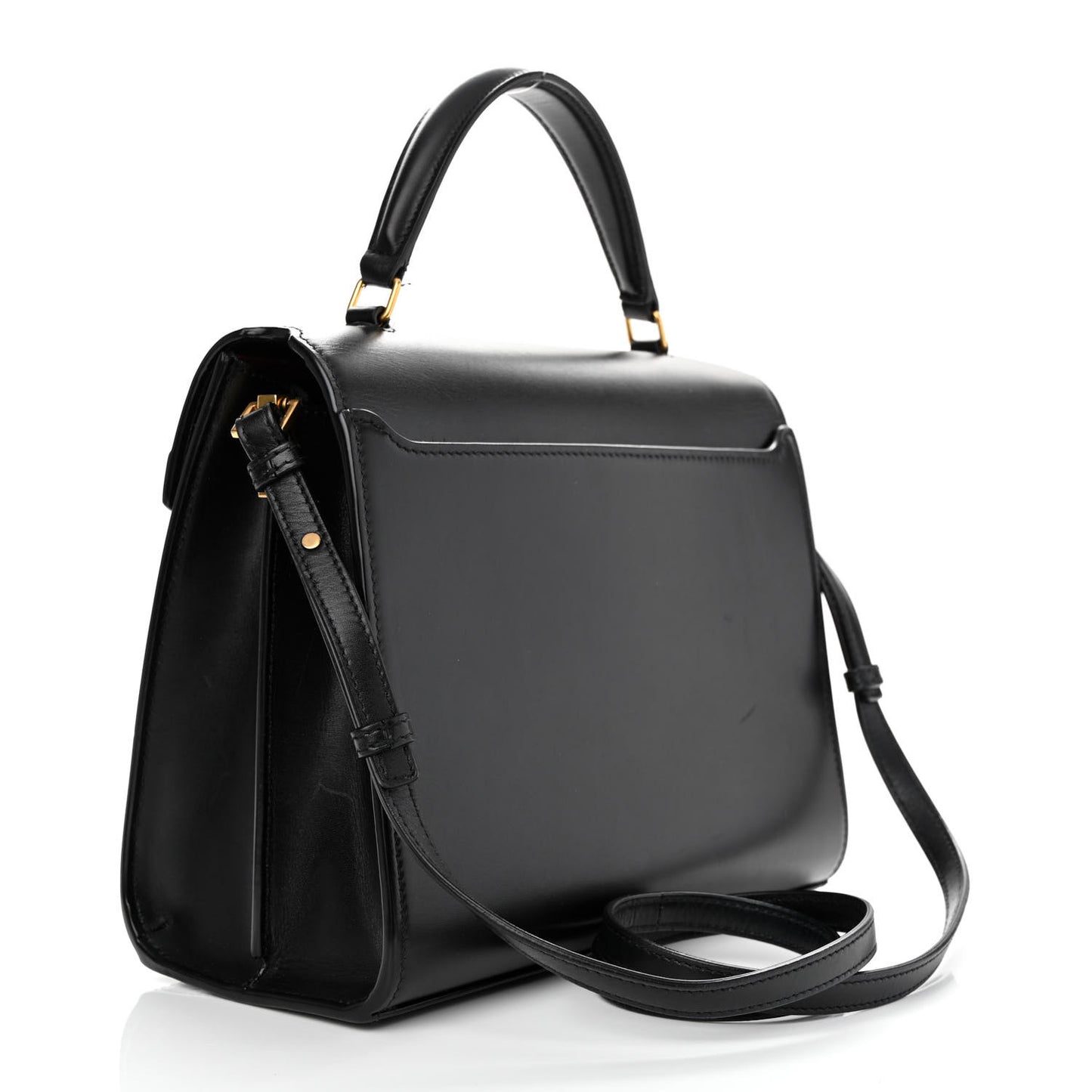 Smooth Calfskin Medium Classic Monogram Cassandra Top Handle Black Rouge Legion