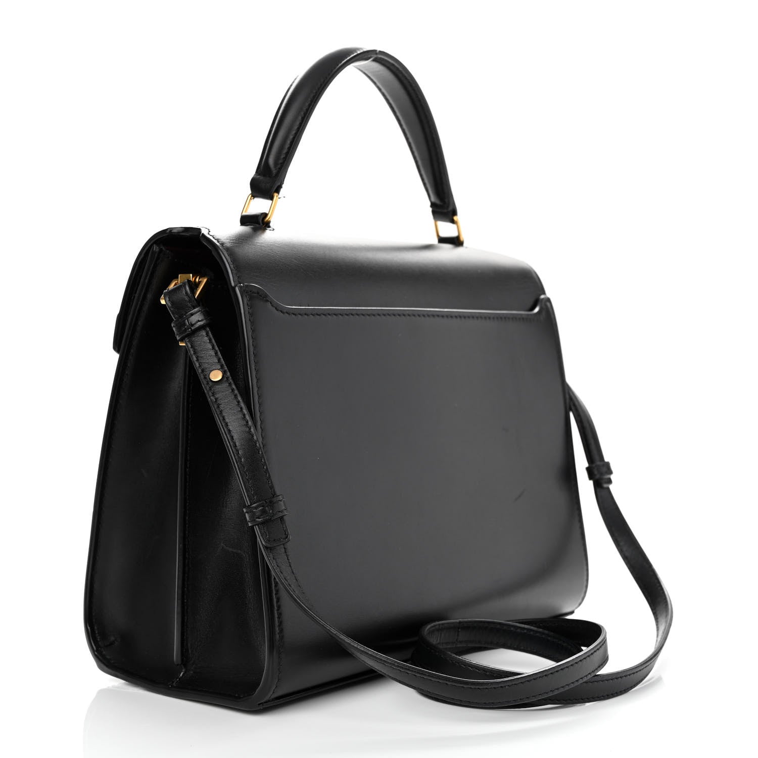 Saint Laurent Smooth Calfskin Medium Classic Monogram Cassandra Top Handle Black Rouge Legion 3 of 17