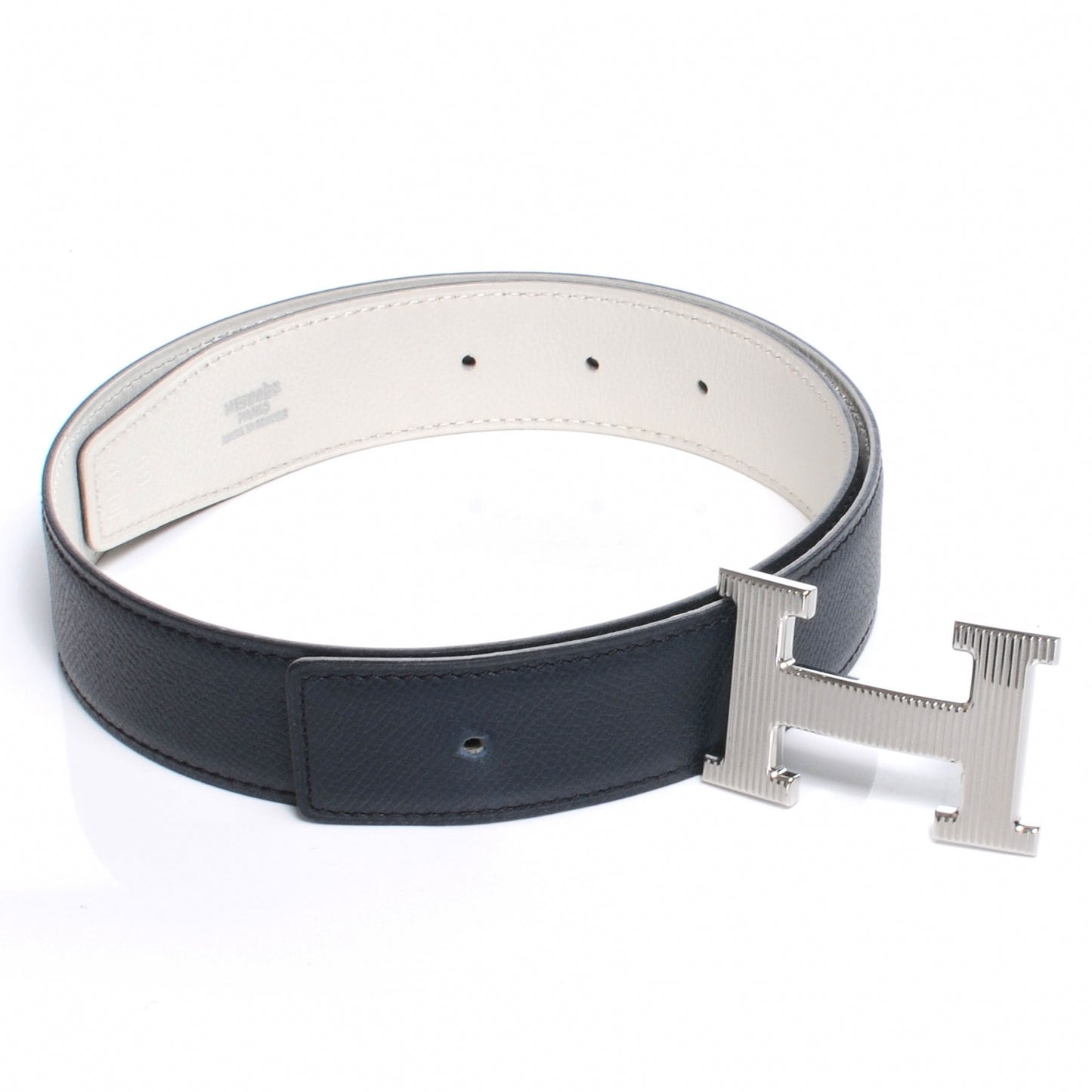 Courchevel Swift Reversible Constance 32mm H Belt Indigo and Blanc 65