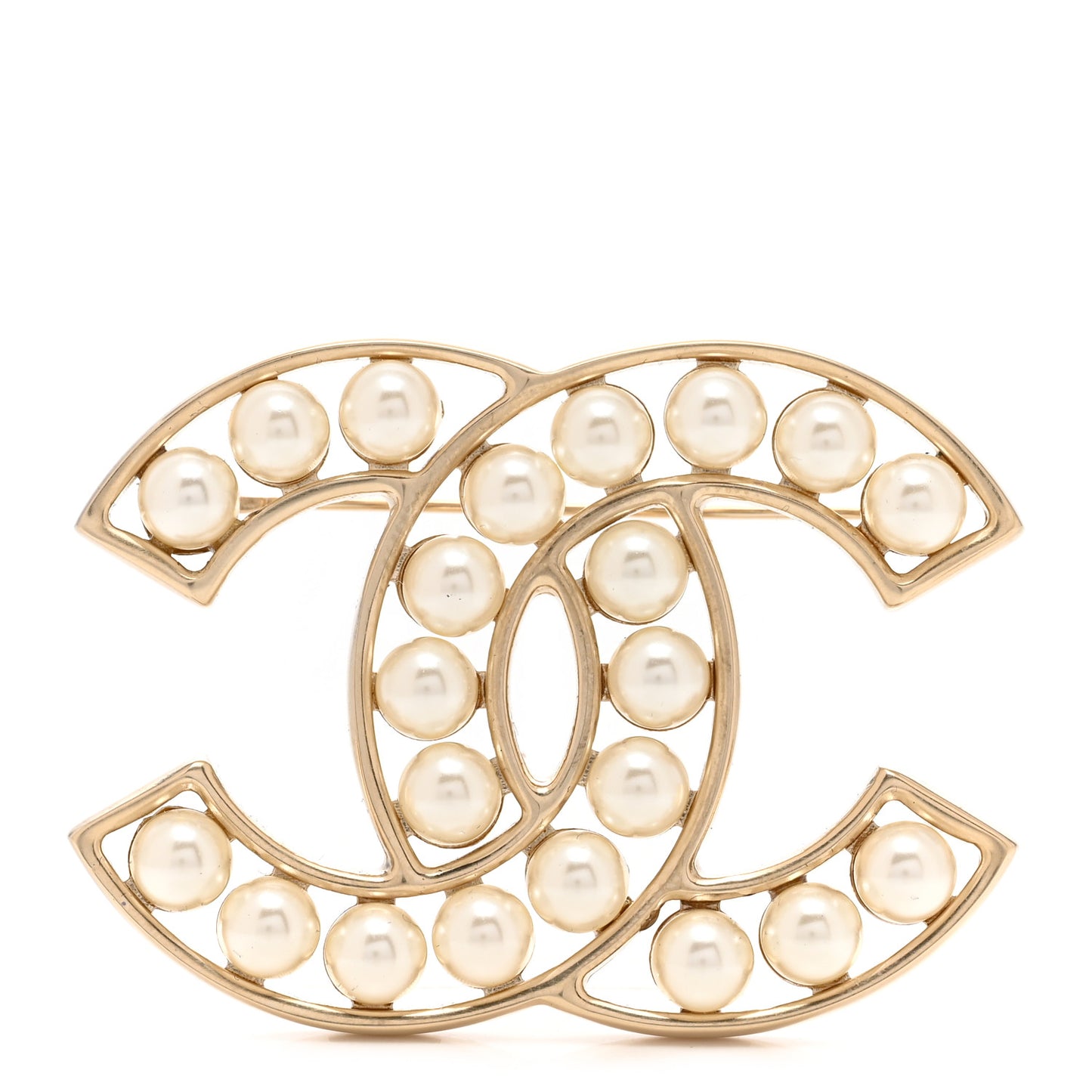Pearl CC Brooch Light Gold