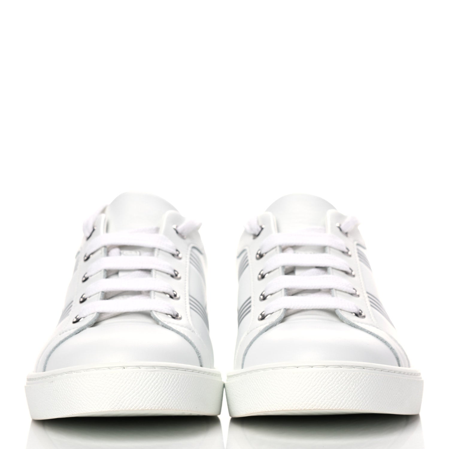 Hermes Nappa Womens Avantage Sneakers 37.5 White Argent 2 of 10