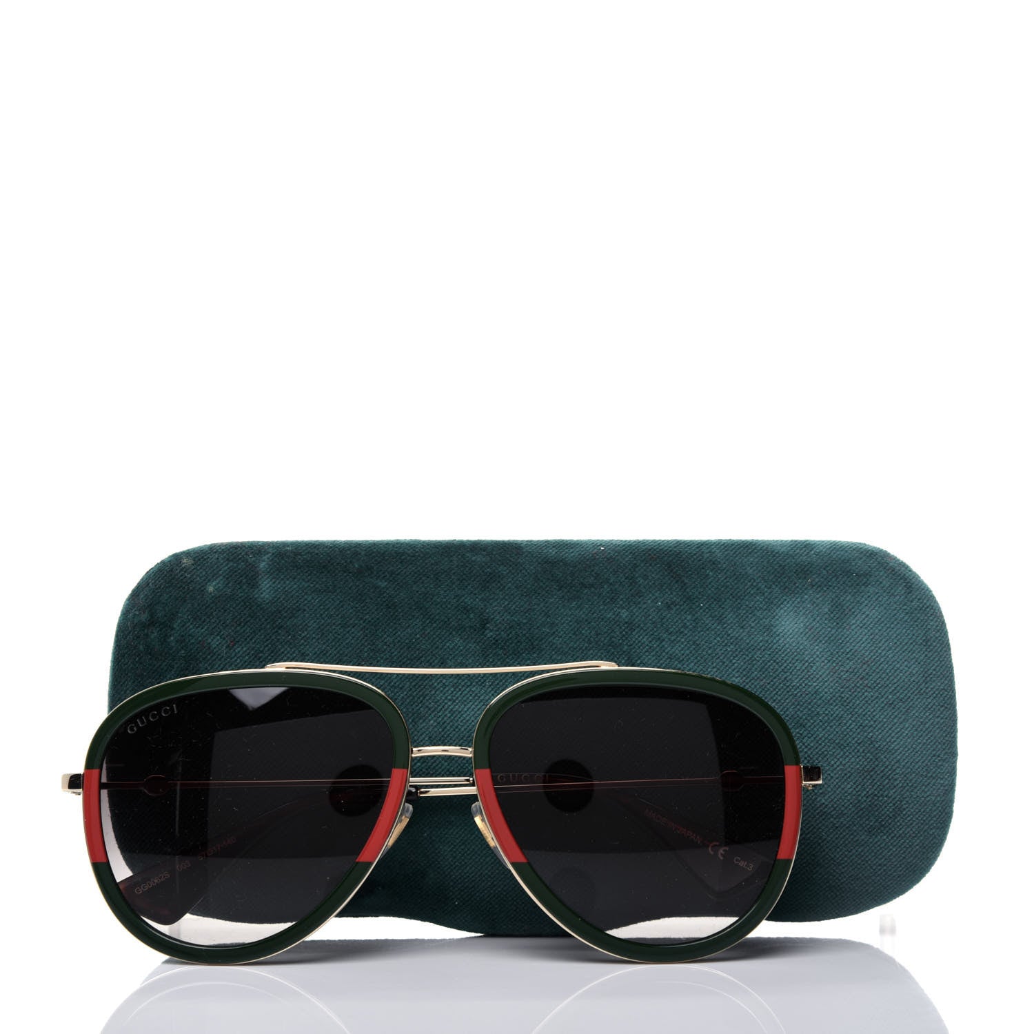 Gucci Web Aviator Sunglasses GG0062S Green Red 8 of 8
