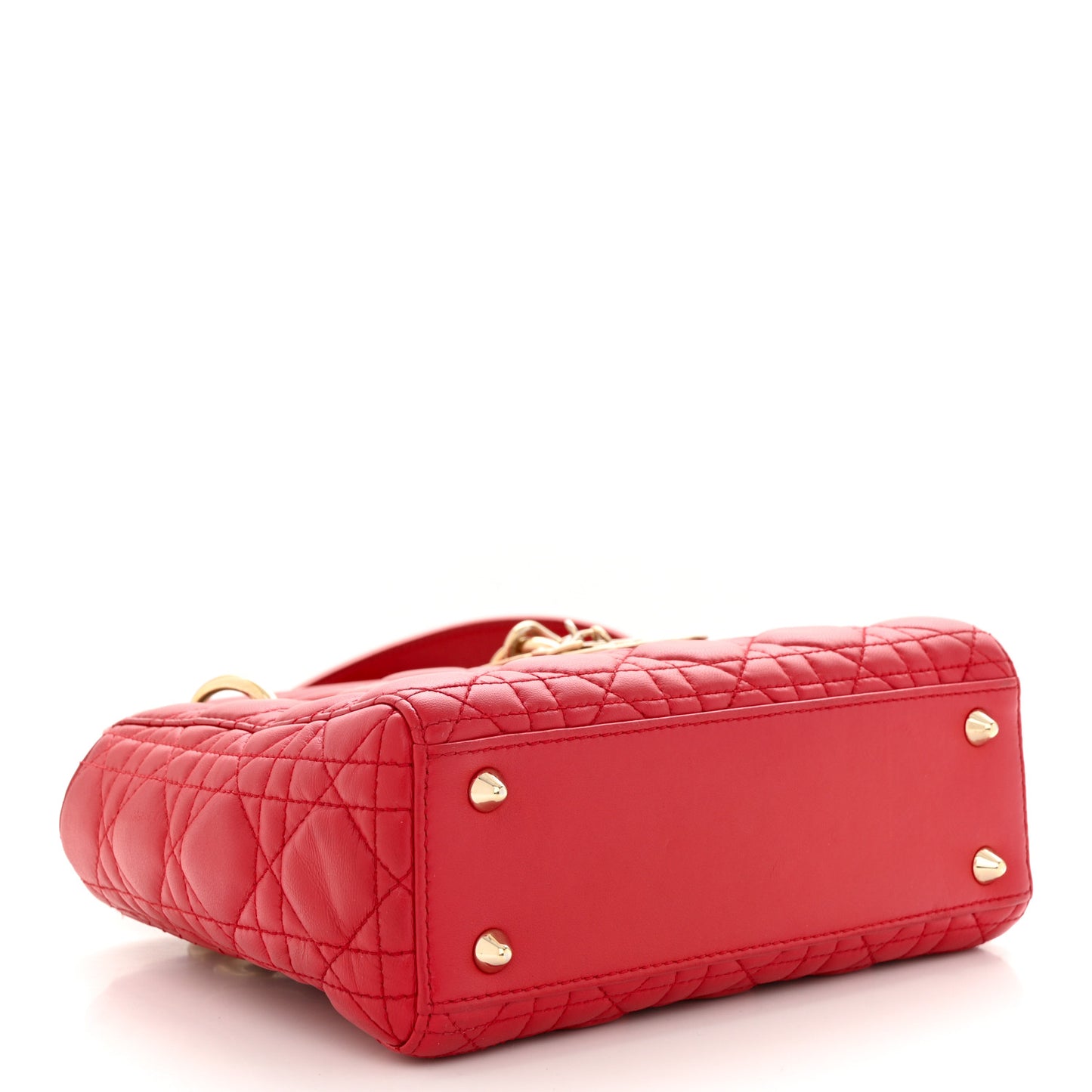 Lambskin Cannage Small Lucky Badges My Lady Dior Red