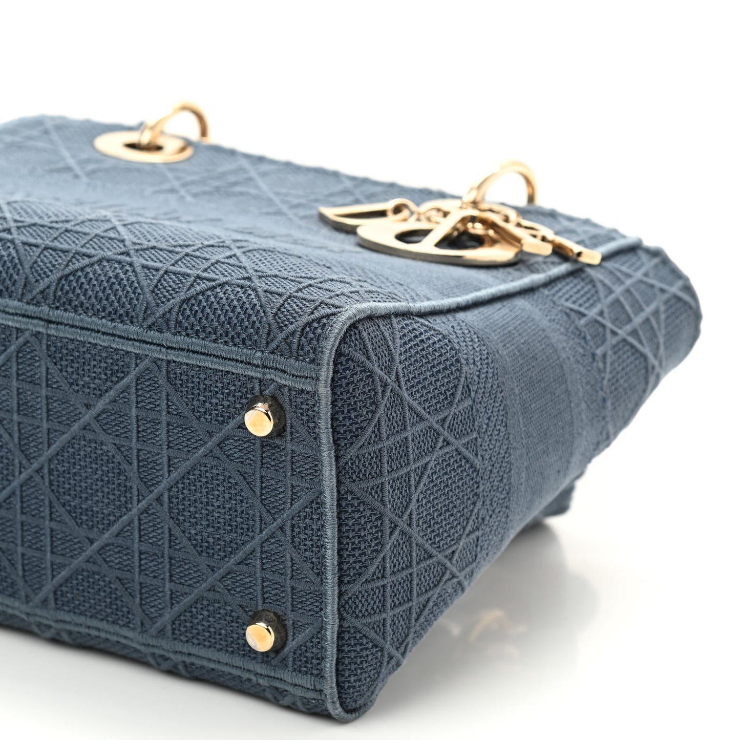 Canvas Embroidered Cannage Medium Lady D-Lite Denim Blue