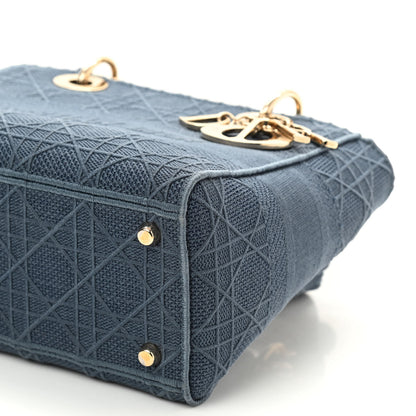 Christian Dior Canvas Embroidered Cannage Medium Lady D-Lite Denim Blue 8 of 8