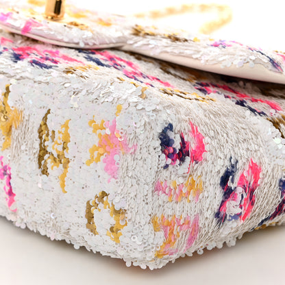 Chanel Sequin Logo CC Small Single Flap White Multicolor 10 of 10