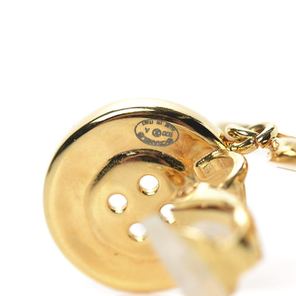 Chanel Metal Large Paris Button Clip On Earrings Gold 4 of 6