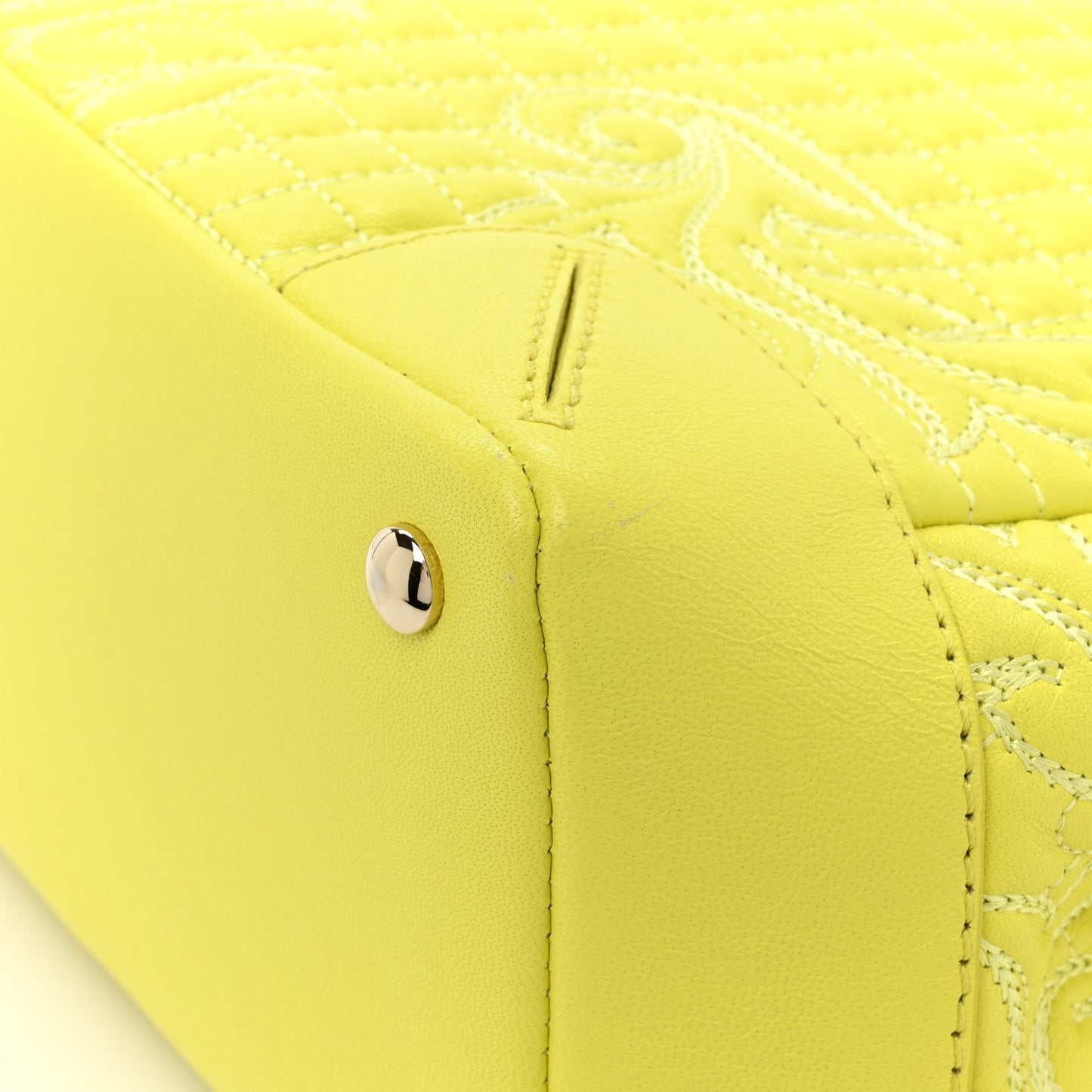 Barocco Quilted Nappa Altea Vanitas Satchel Yellow