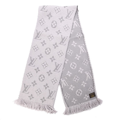 Louis Vuitton Wool Silk Logomania Scarf Pearl Grey 3 of 4
