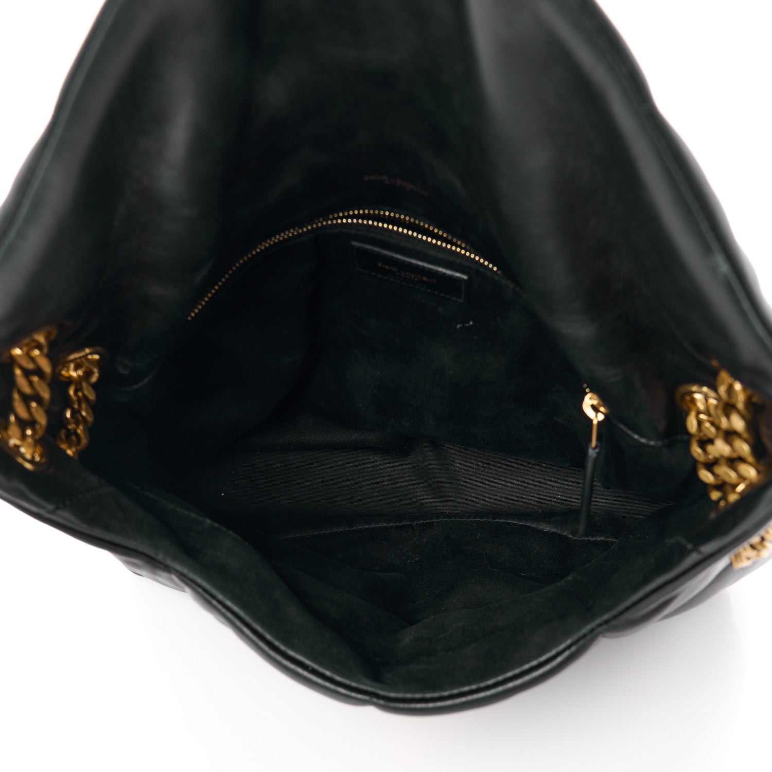 Saint Laurent Lambskin Quilted Medium Loulou Puffer Monogram Chain Satchel Dark Leaf 5 of 11