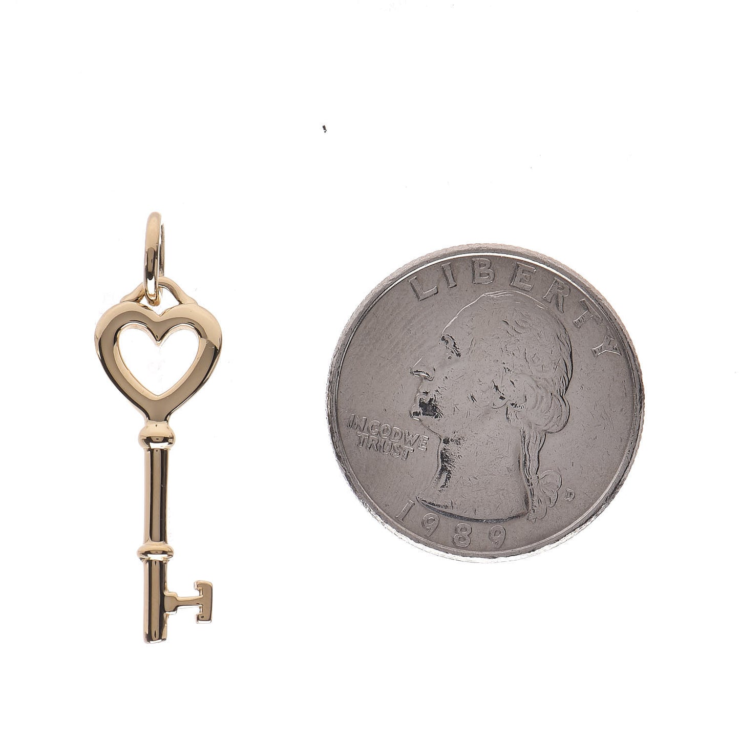 18K Yellow Gold Mini Heart Key Pendant
