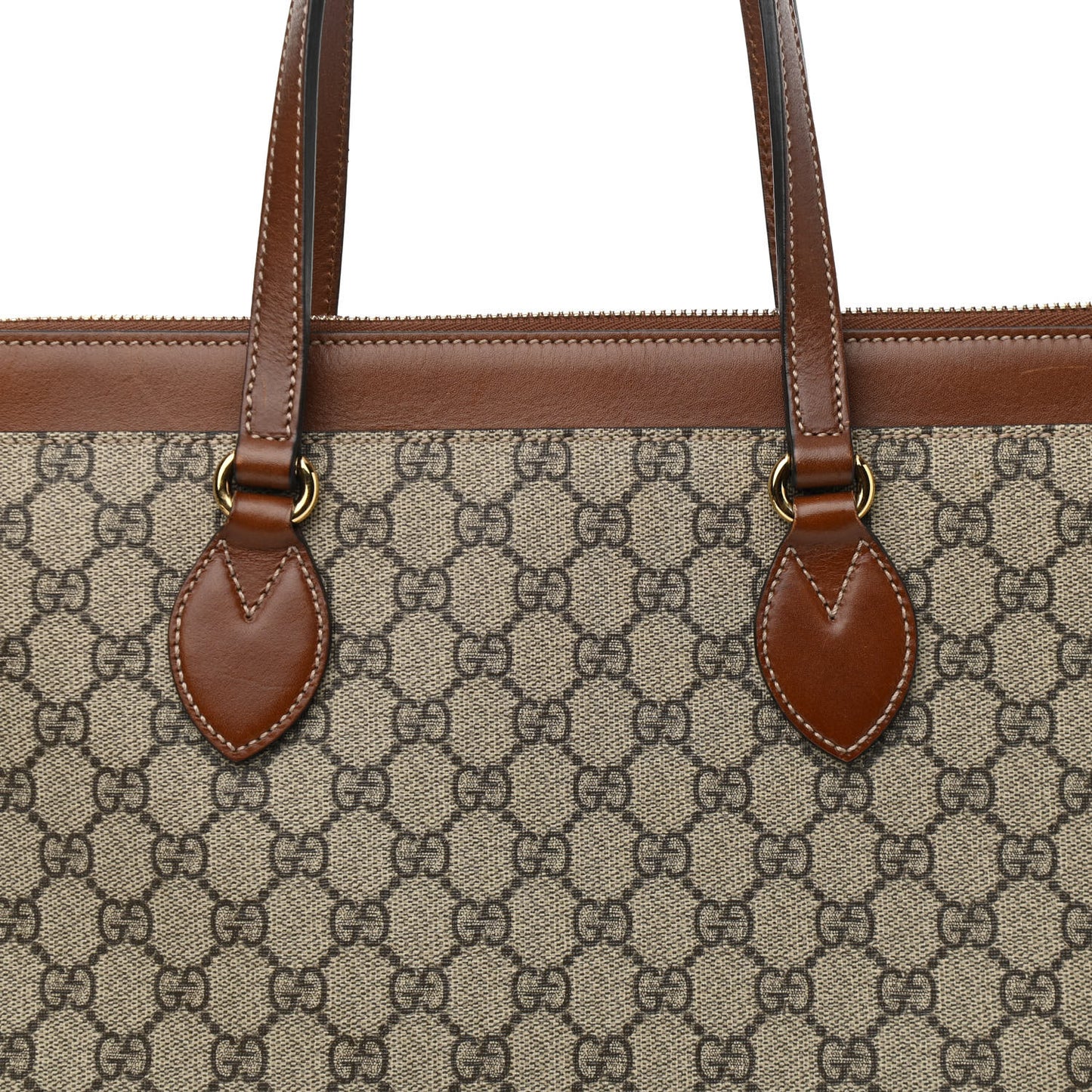 GG Supreme Monogram Medium Zippered Bucket Tote Beige Tuscany