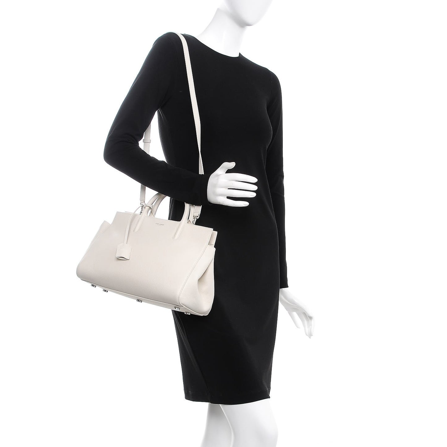 Grained Calfskin Small Rive Gauche White